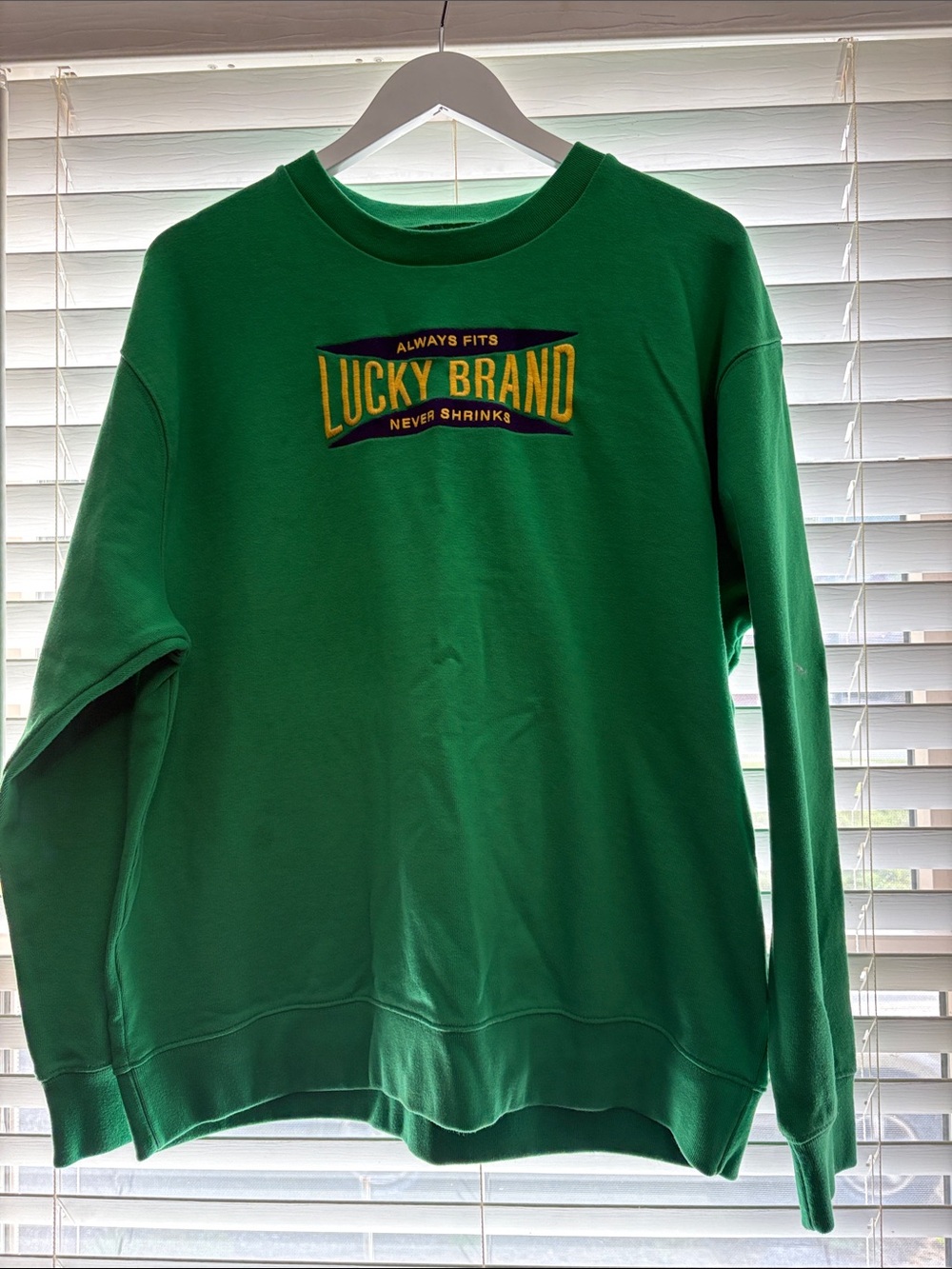 Lucky Brand Men’s Emerald Green Crewneck Sweatshirt with Yellow Logo